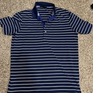 Greyson Navy Striped Golf Polo SZ Small